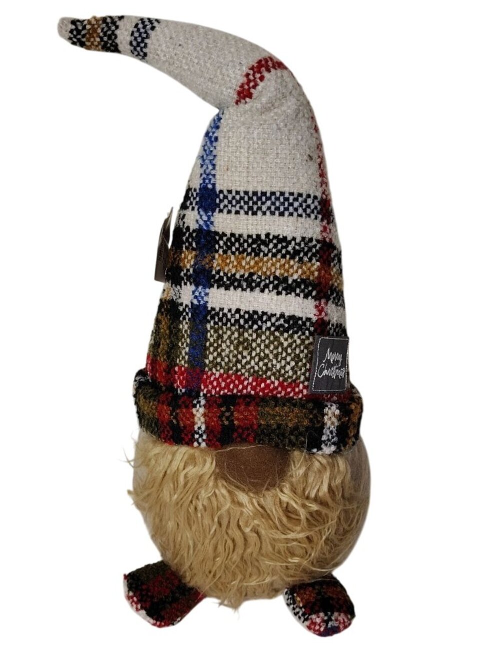 Holiday Time Christmas Gnome Plaid Hat Festive Decor 10 Inch Tall Rustic Design